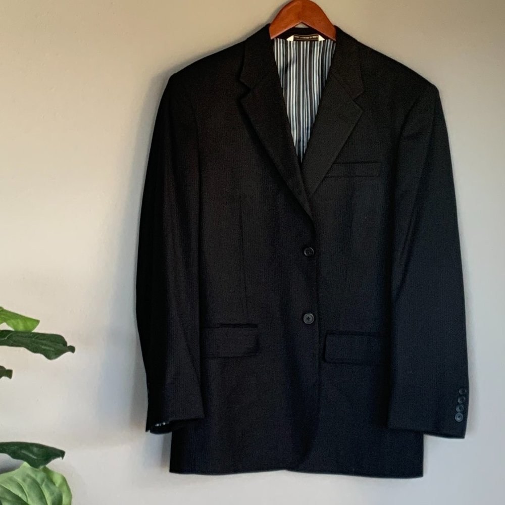 Mens black single breasted jacket